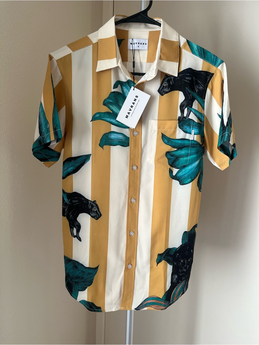 Mavrans Pantera Weekend Shirt Black Panther Floral Print Size S NWT